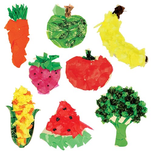 Wooden Fruit & Vegetable Shapes - Pack of 24