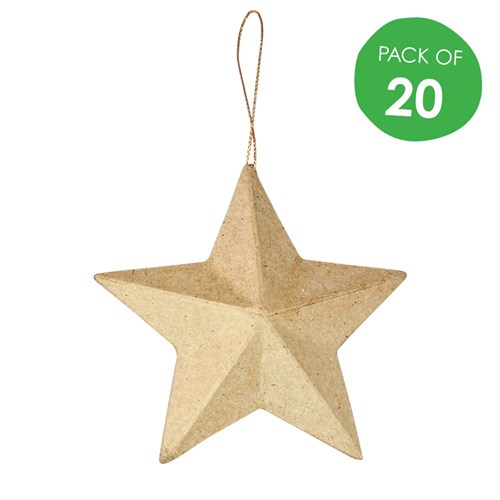 Papier Mache Star Ornaments - Pack of 20