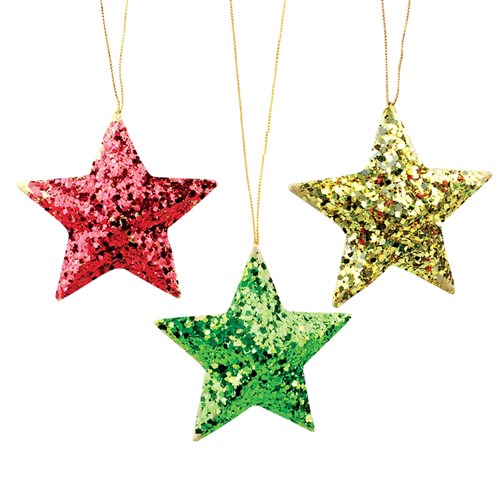 Papier Mache Star Ornaments - Pack of 20