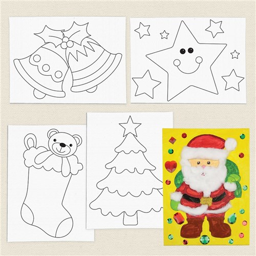 Christmas Printed Canvas Panel Art Boards - Pack of 20