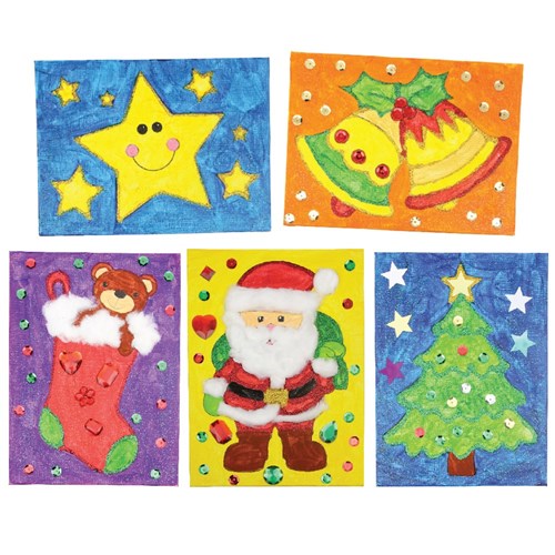 Christmas Printed Canvas Panel Art Boards - Pack of 20