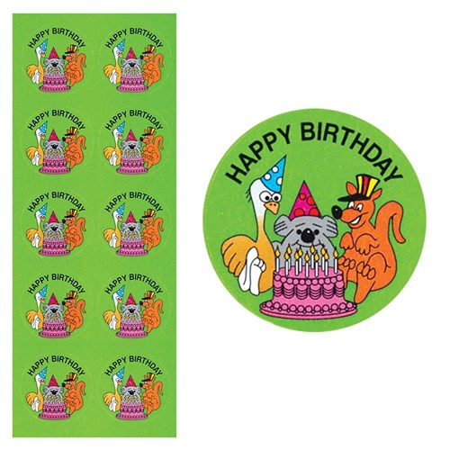 Happy Birthday Stickers - Pack of 100