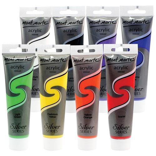 Mont Marte Silver Series Acrylic Paint - 100ml - Set of 8 Colours