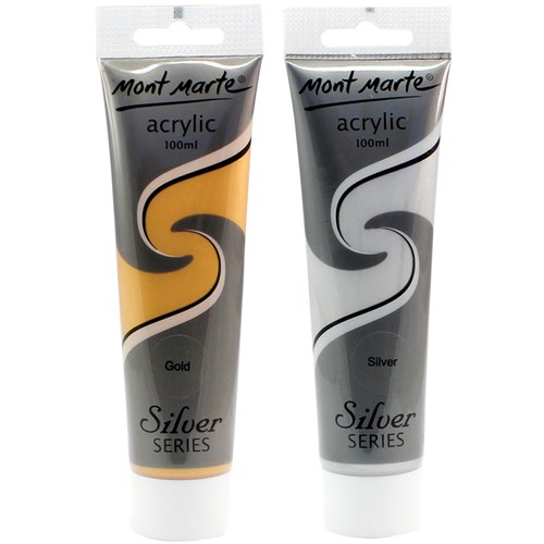 Mont Marte Silver Series Acrylic Paint - Metallic - Set of 2 Colours