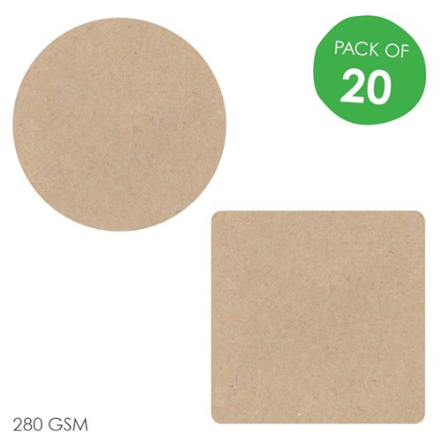 Cardboard Assorted Shapes - Brown - Pack of 20