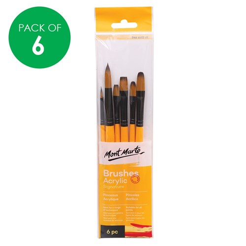 Mont Marte Acrylic Paint Brushes - Pack of 6