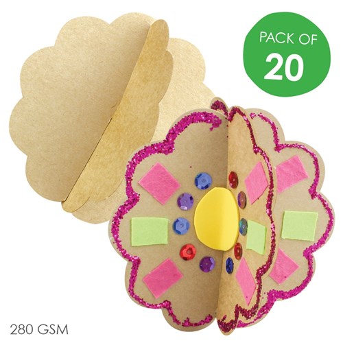 Cardboard 3D Flowers - Brown - Pack of 20