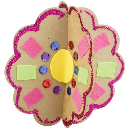 Cardboard 3D Flowers - Brown - Pack of 20