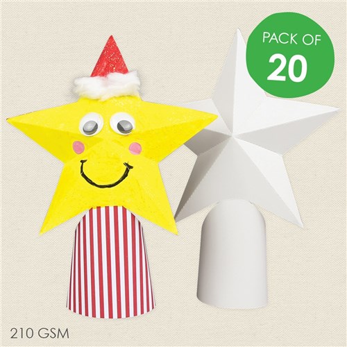 Cardboard Star Tree Toppers - White - Pack of 20