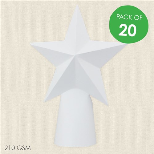 Cardboard Star Tree Toppers - White - Pack of 20