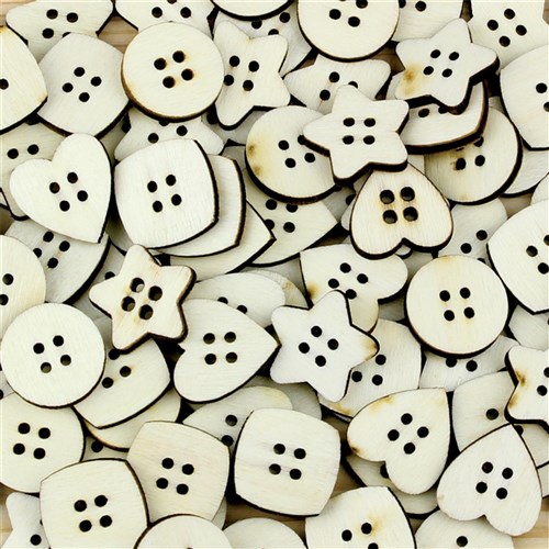 Wooden Buttons - Assorted - Pack of 100