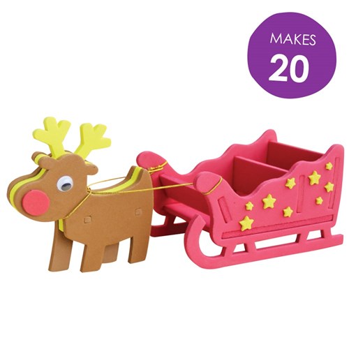 3D Foam Reindeer & Sleigh Activity Pack