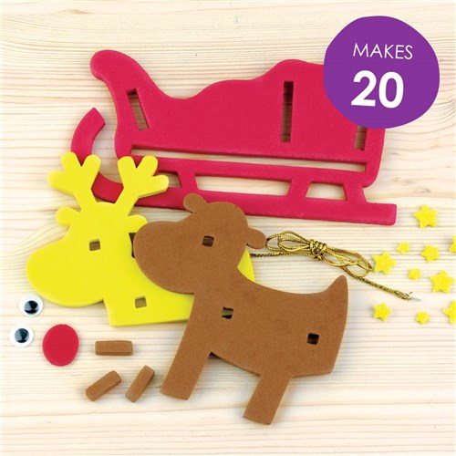 3D Foam Reindeer & Sleigh Activity Pack