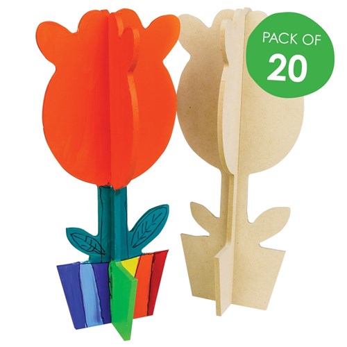 3D Wooden Tulips - Pack of 20