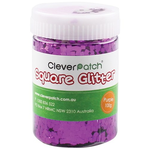 CleverPatch Square Glitter - Purple - 100g Shaker Tub