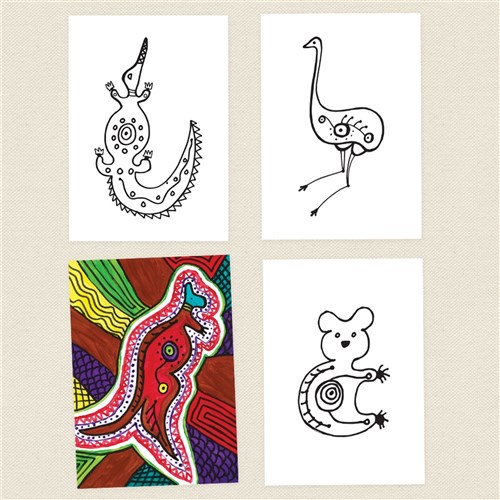 Australian Animals Aboriginal X-Ray Art Canvases - Pack of 4