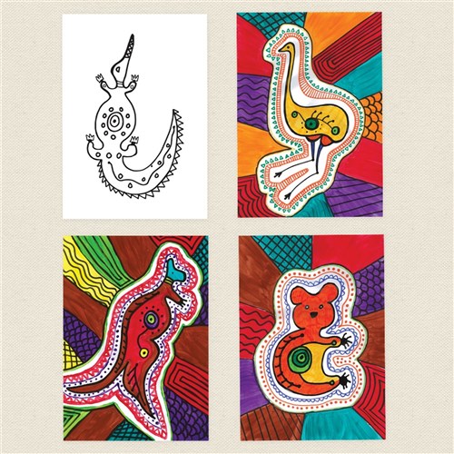 Australian Animals Aboriginal X-Ray Art Canvases - Pack of 4