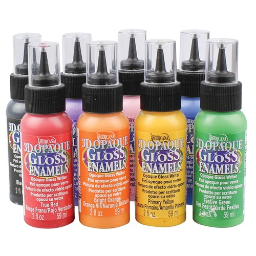 3D Glass & Porcelain Paint - 59ml - Set of 8 colours