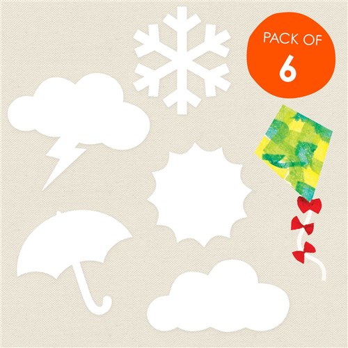 Cardboard Weather Shapes - White - Pack of 6