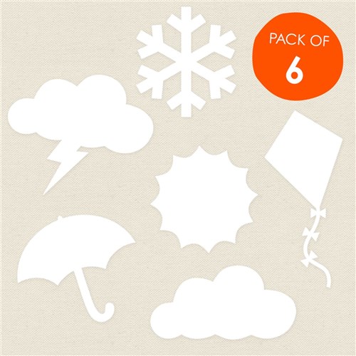 Cardboard Weather Shapes - White - Pack of 6