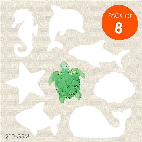 Cardboard Sea Animals - White - Pack of 8