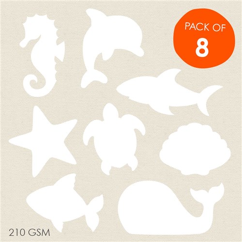 Cardboard Sea Animals - White - Pack of 8