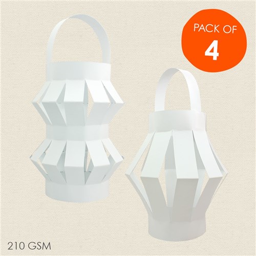 Cardboard Chinese Lanterns - White - Pack of 4