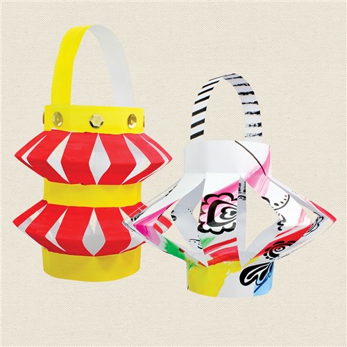 Cardboard Chinese Lanterns - White - Pack of 4