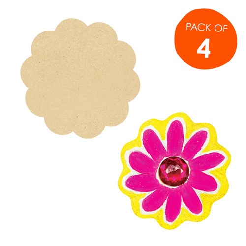 Wooden Flower Shapes - Pack of 4