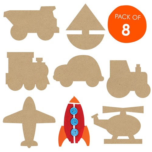 Wooden Transport Shapes - Pack of 8