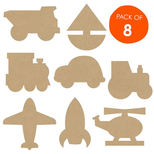 Wooden Transport Shapes - Pack of 8