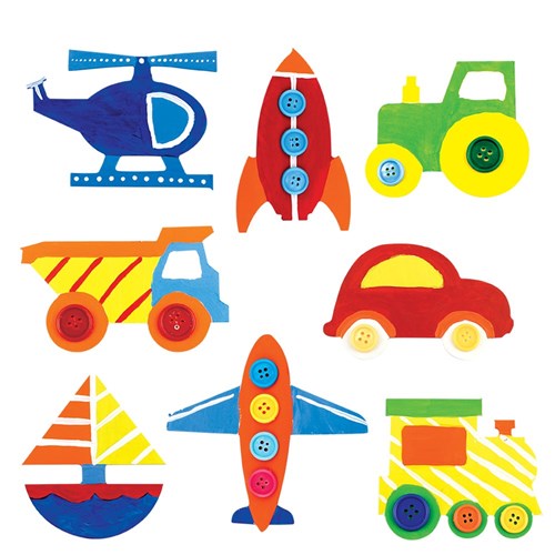 Wooden Transport Shapes - Pack of 8