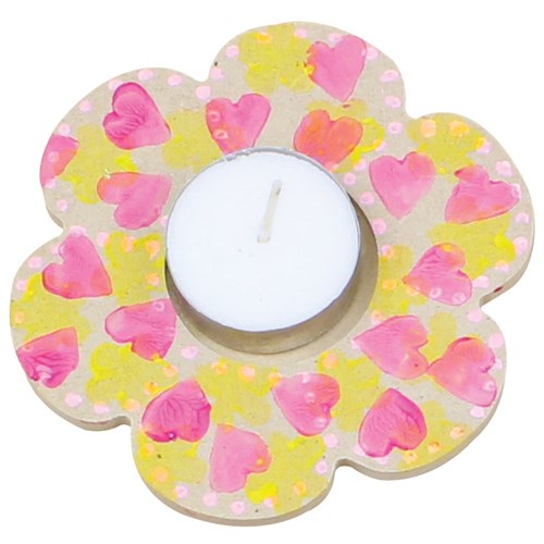 Wooden Candle Holder - Flower - Each