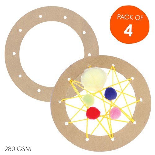 Cardboard Weaving Circles - Brown - Pack of 4