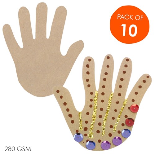 Cardboard Hands - Brown - Pack of 10