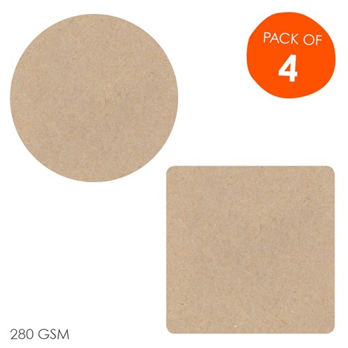 Cardboard Assorted Shapes - Brown - Pack of 4