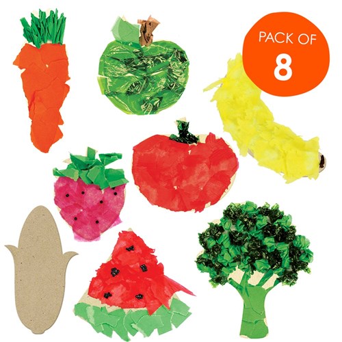 Wooden Fruit & Vegetable Shapes - Pack of 8