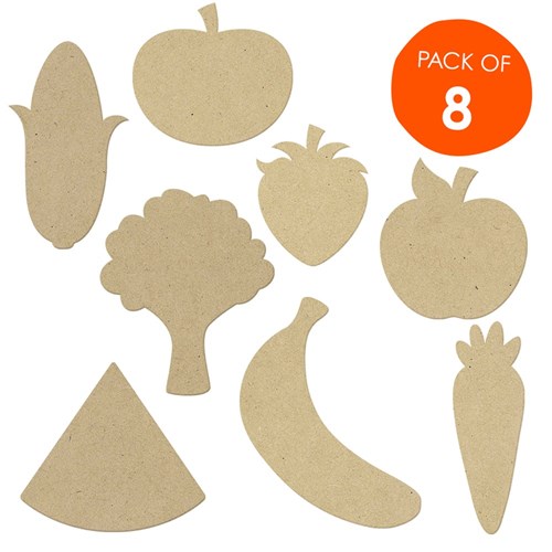 Wooden Fruit & Vegetable Shapes - Pack of 8