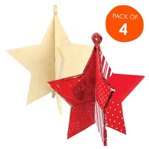 3D Wooden Stars - Pack of 4