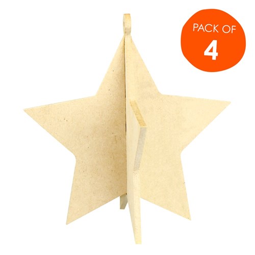 3D Wooden Stars - Pack of 4