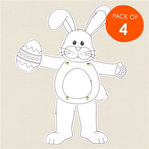 Cardboard Dancing Bunny - White - Pack of 4