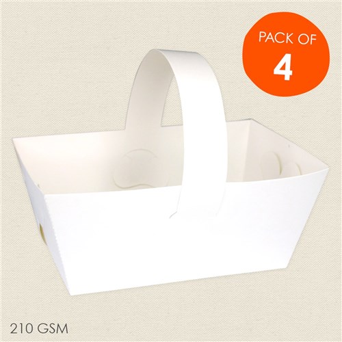 Cardboard Baskets - White - Pack of 4