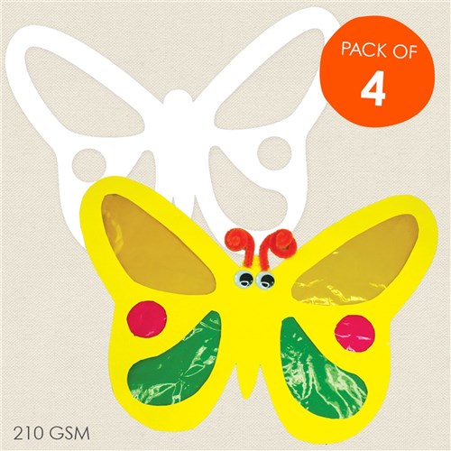 Cardboard Butterfly Cutouts - White - Pack of 4