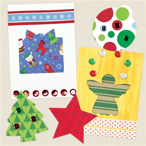 Cardboard Christmas Cutout Cards - White - Pack of 8