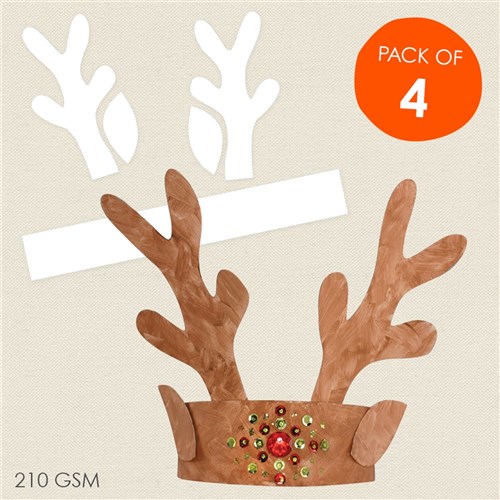 Cardboard Reindeer Antlers - White - Pack of 4