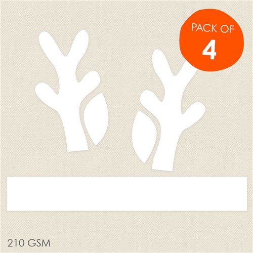 Cardboard Reindeer Antlers - White - Pack of 4