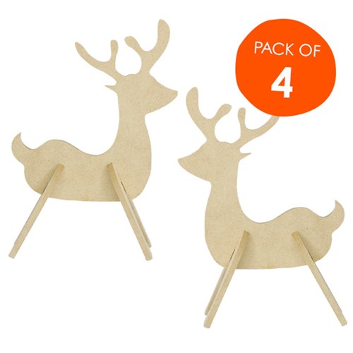 3D Wooden Reindeer - Pack of 4