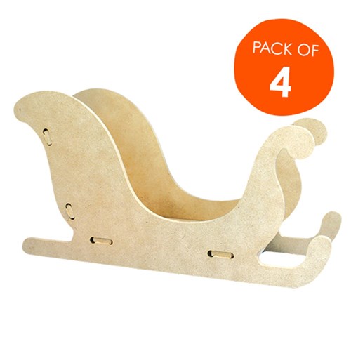 3D Wooden Sleighs - Pack of 4