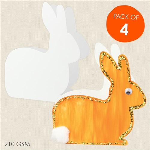 Cardboard Bunny Cards - White - Pack of 4