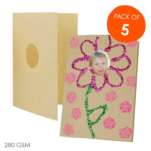 Cardboard Photo Frame Cards - Brown - Pack of 5